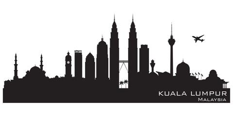 Naklejka premium Kuala Lumpur Malezja sylwetka wektor panoramę miasta