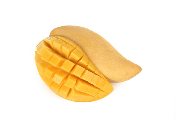 Yellow mango isolated on white background (mango, fruit, juice)
