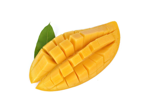 Yellow mango isolated on white background (mango, fruit, juice)