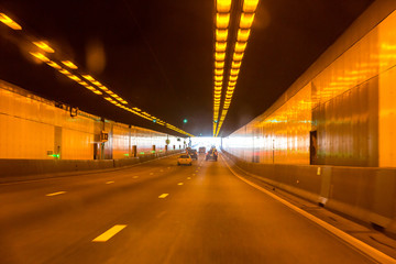 Fototapeta na wymiar Tunnel on the autobahn roads of Germany.