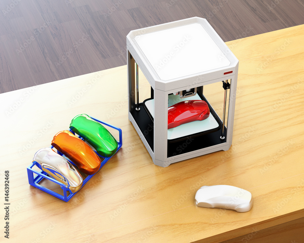 Poster 3d printer and product color samples. rapid prototyping and cmf(color, material and finish) design p