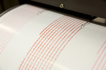 Seismograph recording earthquake