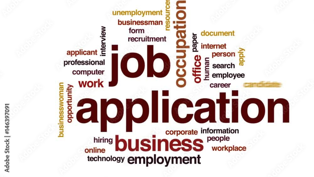 Poster job application animated word cloud, text design animation.