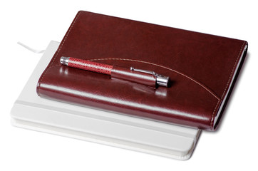 Diary notebook on white background isolation