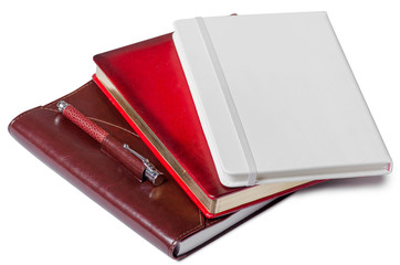 Diary notebook on white background isolation