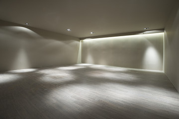 Living room with empty walls for your air conditioner or frames and TV stand     