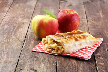 apple pie - fresh baked homemade apple strudel 