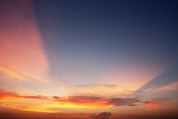 Beautiful and Peaceful of clear and freshness sunset sky and clouds.