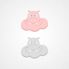 Obraz na płótnie Canvas cute hippo cloud with various color