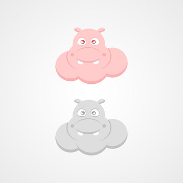 cute hippo cloud with various color