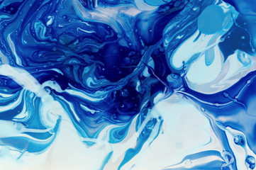 Fototapeta na wymiar Abstract textures of paint blend, blue, white, turquoise