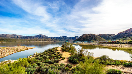 The marina area of Lake Bartlett in Tonto National Forest in Arizona, United Sates of America