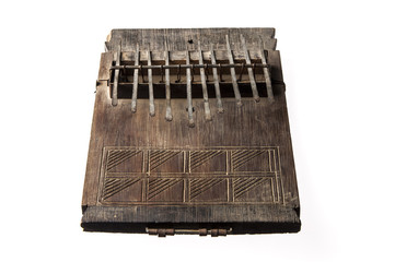 African handmade music instrument isolated on white background