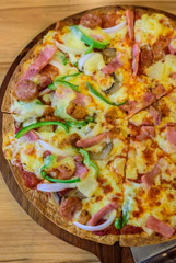 Yummy pizza on table