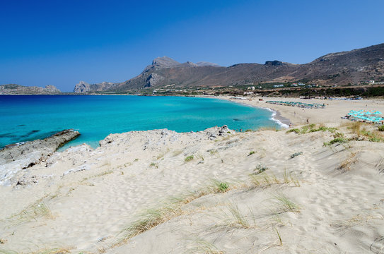 Sandy beach near Falasarna town on Crete island, Greece
