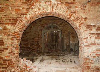 interior of ruined abandoned church