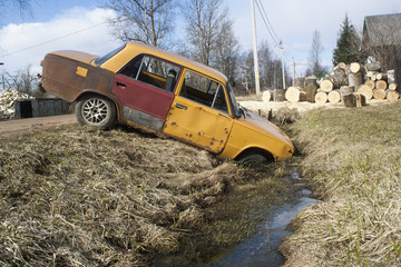 Car in a ditch