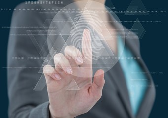 Business woman hand, triangle fingerprint scane
