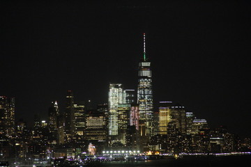 Skyline of New York Downtown at night