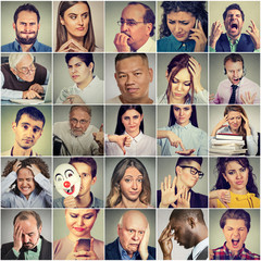 Multiethnic group of negative frustrated, sad, desperate, stressed people