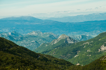 Obraz premium Montenegro mountains, view of rocky green hills