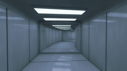 3d rendering. Futuristic background architecture corridor.