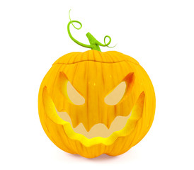 Halloween pumpkin, Jack O'Lantern, isolated on white background, 3D rendering 