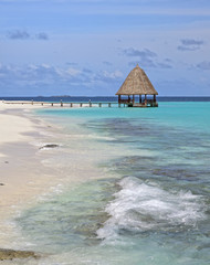 bridge over blue ocean on a tropical island