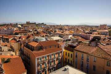 Fototapeta na wymiar Panoramic view of th French town Perpignan 