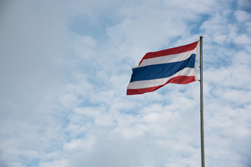 Thailand flag with blue sky on background