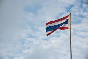 Thailand flag with blue sky on background