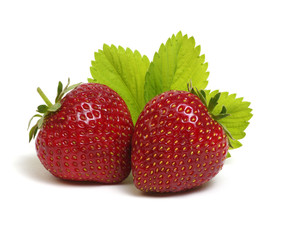 Strawberries with leaves