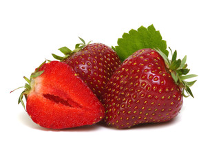 Strawberries with leaves