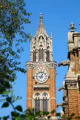 Fototapeta na wymiar Rajabai clock tower architecture in Mumbai city in India.