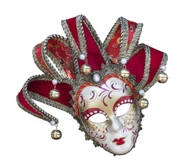 Venetian carnival mask on white background isolated close up
