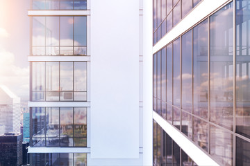 Obraz premium White skyscraper exterior, side, toned