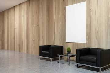 Office waiting area with poster