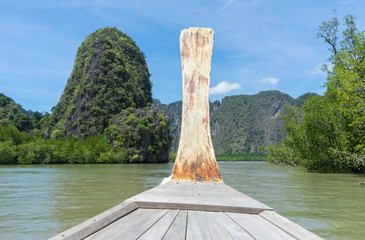 Ship Nose Front View Long tail boat at Krabi,Thailand