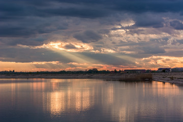 Beautiful Rays Coming From the Sky Before the Storm