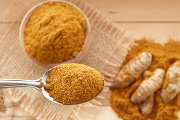 Turmeric on spoon