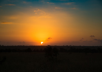 The rising sun over the Kruger-National Park, South Africa