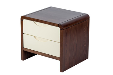 Wooden furniture isolated on white. Brown nightstand.