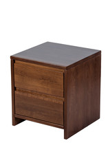 Wooden furniture isolated on white. Brown nightstand.