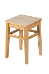 Brown wooden stool isolated on white background