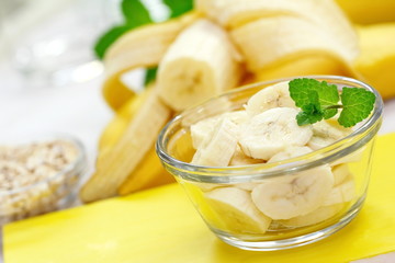 Fresh sliced bananas