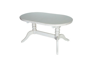 Round wooden table isolated on white background