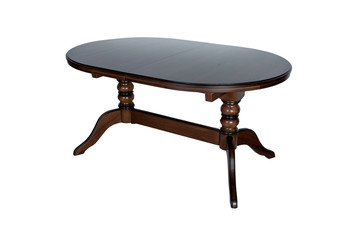 Round wooden table isolated on white background