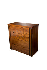 Furniture. Wooden chest of drawers isolated on a white