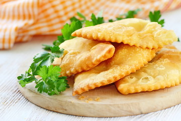 National cuisine. Fried meat pie cheburek