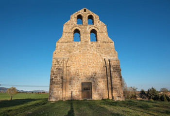 Fototapeta na wymiar Ancient romanic style hermitage in Burgos province, Castilla y León, Spain.